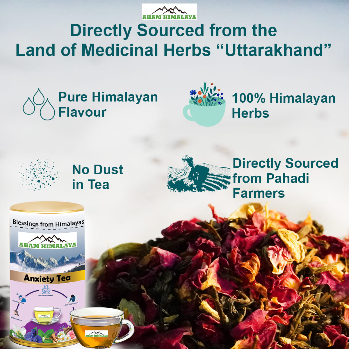 Himalayan Tea| Anxiety Tea with Pure Himalayan Tea blend sourced form High mountains of Himalayas, 100% Himalayan Green Tea, zero dust tea