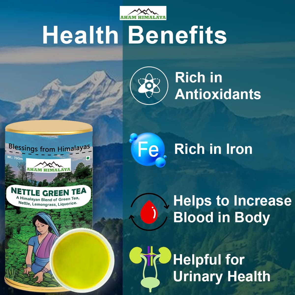Best  Himalayan Nettle Green Tea for Health Benefits, Himalayan Green tea, Rich in antioxidants, Rich in Iron, Helpful tea for urinary Health