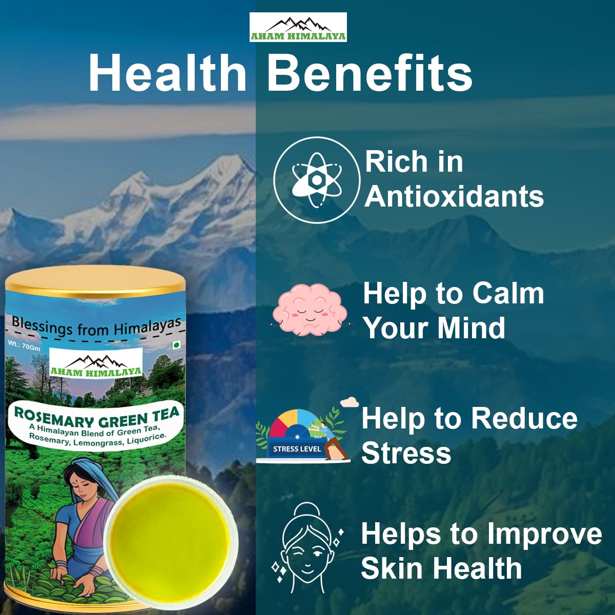 Best  Himalayan Rosemary Green Tea for Health Benefits, Himalayan Green tea, Rich in antioxidants, Best for Hair Growth, Stress Relief, For Calming Mind
