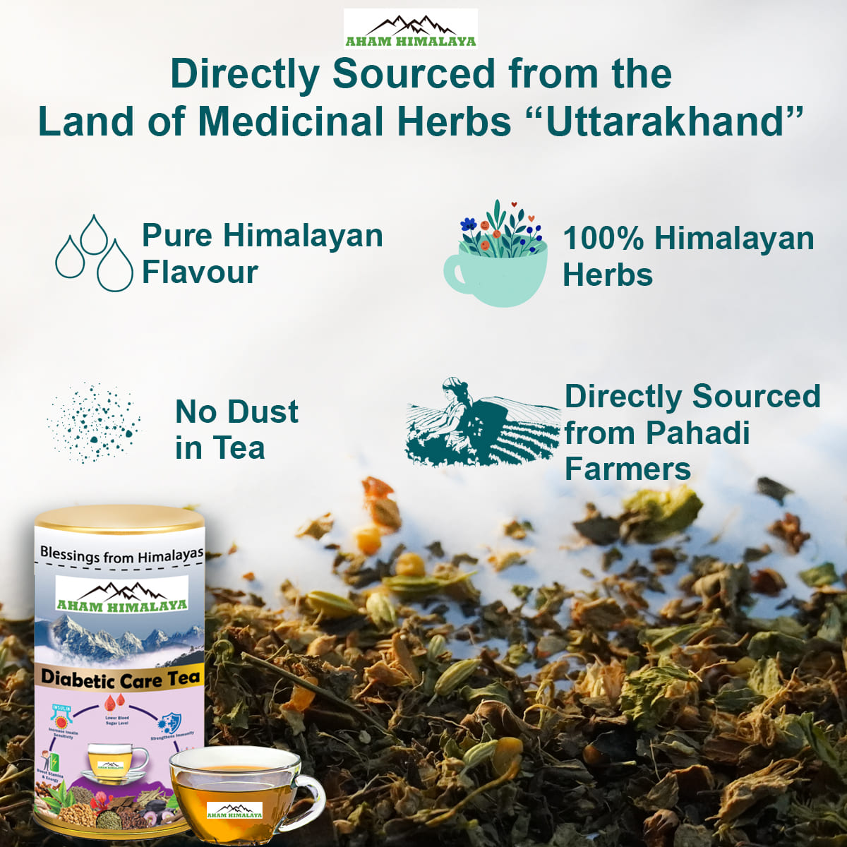 Himalayan Tea | Diabetic care Tea from Himalayan Hills, 100% Himalayan Herbs, zero dust tea, pure flavour.