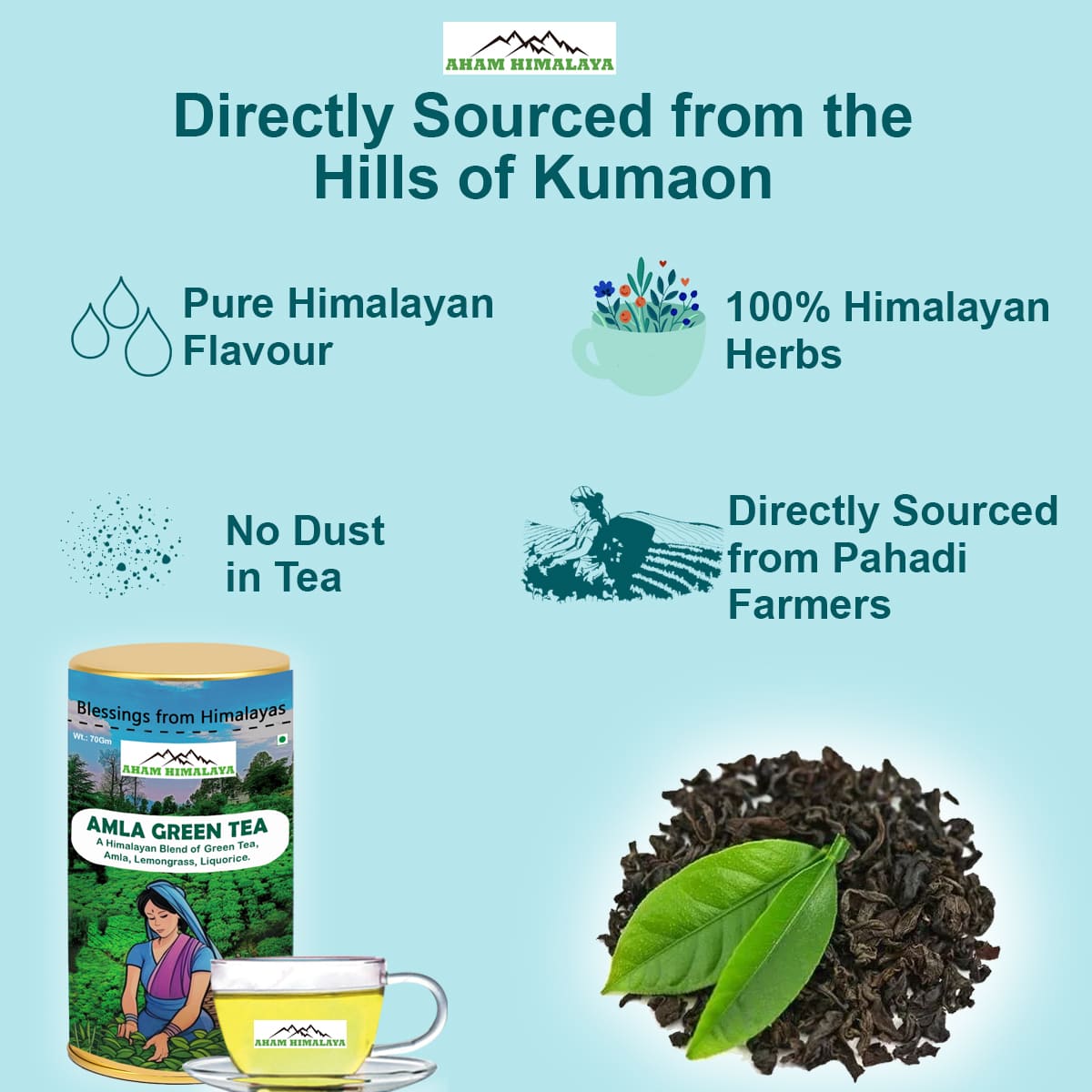 Himalayan Alma Green Tea, Rich in Antioxidants, Zero Dust Tea, 100% Himalayan Herbs, Tea from Himalayan Hills