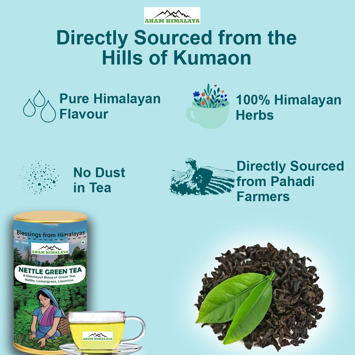 Himalayan Nettle Green Tea from Himalayan Hills, Handcrafted Blend, 100% Himalayan Herbs, Zero Dust Tea