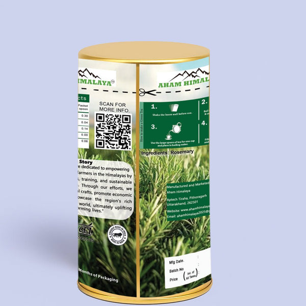 AHAM HIMALAYA 100% Natural Rosemary Dried Leaves (50g) – Premium Culinary Herb For Cooking, Tea, Hair Growth & Antioxidant Benefits - Natural Organic Himalayan Products