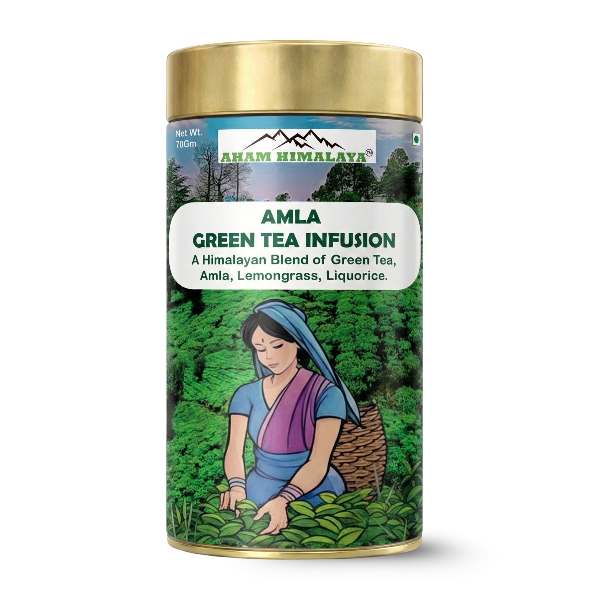 AHAM HIMALAYA Amla Green Tea | Loose Leaf | 70 Gm 50+ Cups (Green Tea, Amla, Lemongrass & Liquorice) | Immunity Tea | Support Weight Loss | Detox Green Tea | Skin Glow Tea| - Natural Organic Himalayan Products