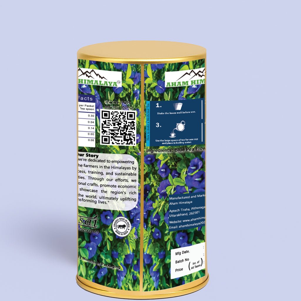AHAM HIMALAYA Butterfly Pea Dried Flowers (50gm) Plant Based | SUPER ANTIOXIDANT | Aparajita - Shankhpushpi | Flower Based - Herbal Tea - Caffeine Free - Detox body - Natural Organic Himalayan Products