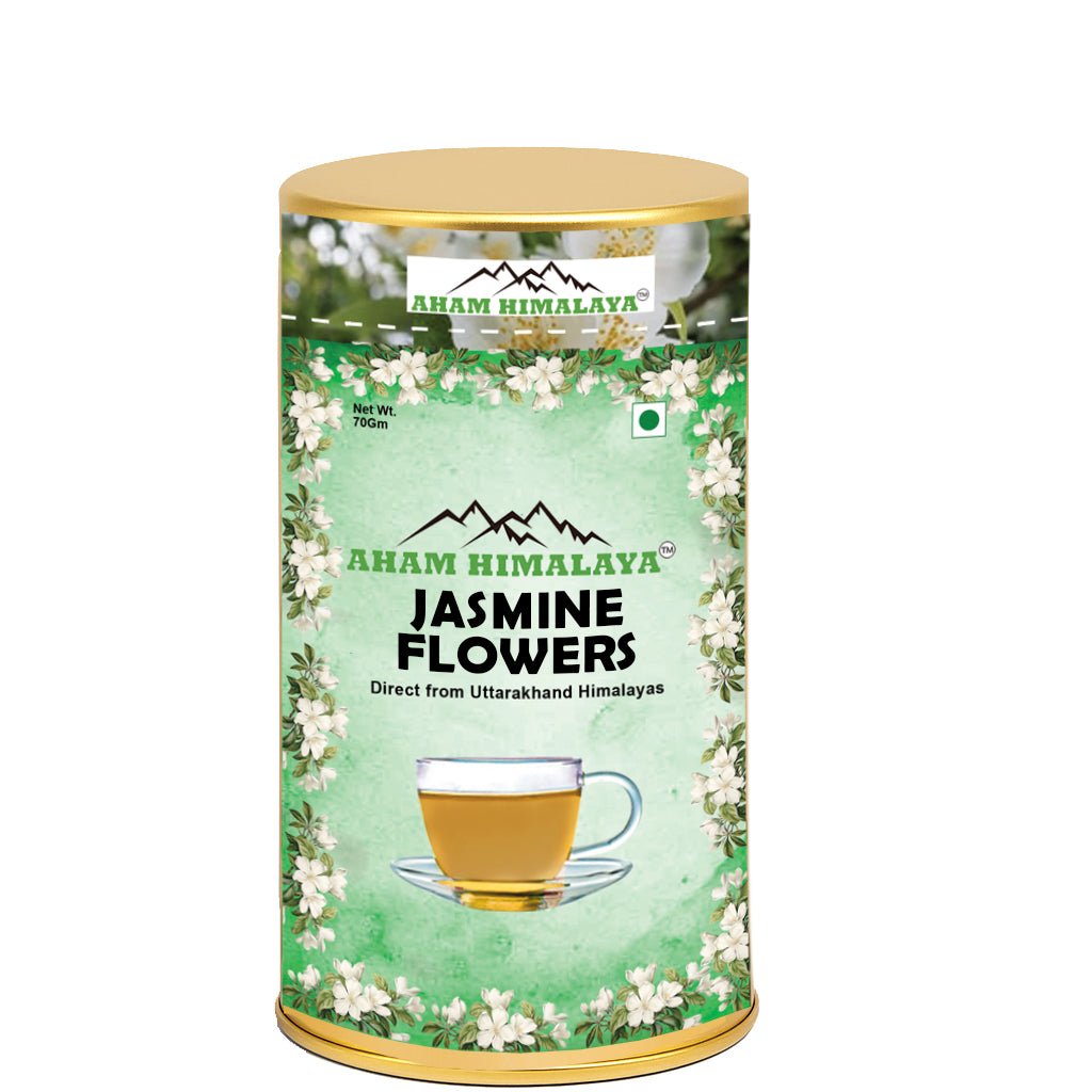 AHAM HIMALAYA Dried Jasmine Flowers (70gm) FOR TONE BODY & STRESS RELIEF | Non - Bitter - Farm Fresh - Caffeine Free - Herbal Tea - Flower Based | Eco Friendly Packaging - Natural Organic Himalayan Products