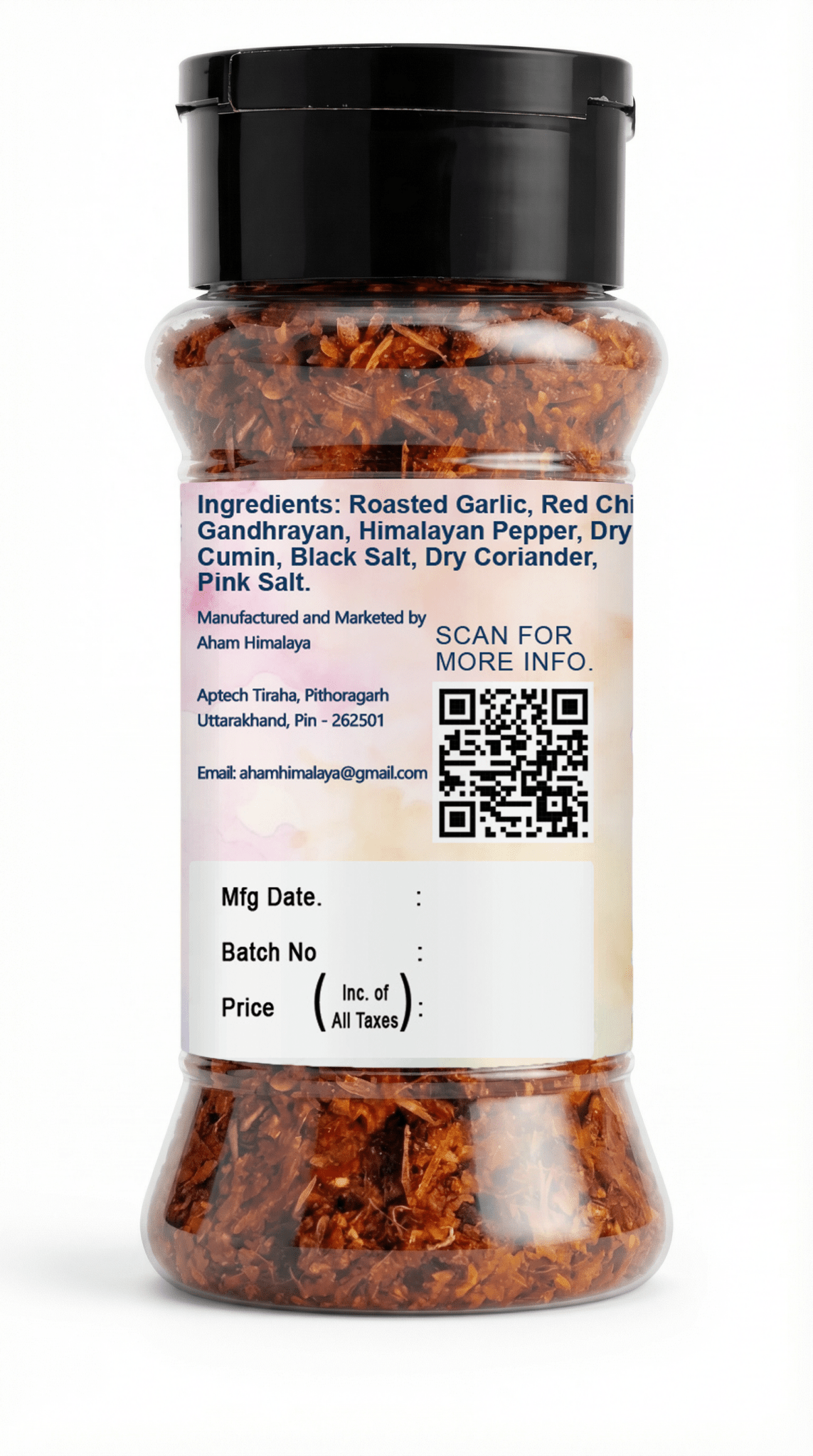 AHAM HIMALAYA Handgrounded Garlic Himalayan Flavored Salt - 70g | Organic Pahadi Namak Seasoning | Pisyu Loon Seasoning Mix for Popcorn, Salad, Raita, Snacks | No Preservatives & Chemicals - Natural Organic Himalayan Products