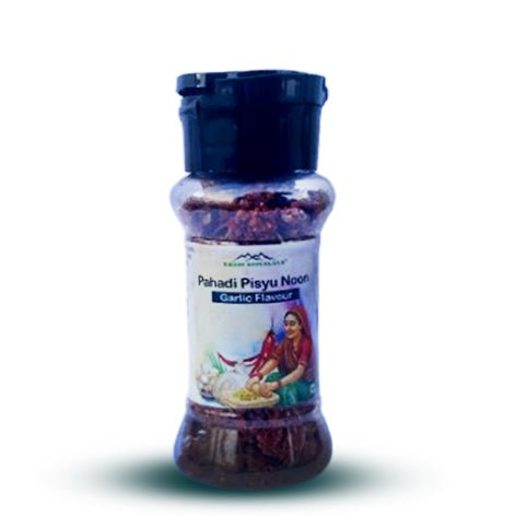 AHAM HIMALAYA Handgrounded Garlic Himalayan Flavored Salt - 70g | Organic Pahadi Namak Seasoning | Pisyu Loon Seasoning Mix for Popcorn, Salad, Raita, Snacks | No Preservatives & Chemicals - Natural Organic Himalayan Products