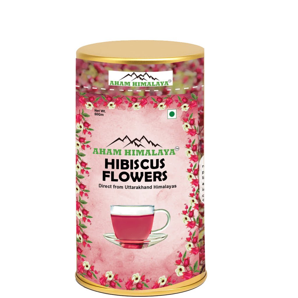AHAM HIMALAYA Hibiscus Flower 50gm | Dried Flowers for Herbal Infusion | Hibiscus Petals for Glowing Skin, Weight Management & Hydration | Tangy Taste - Natural Organic Himalayan Products