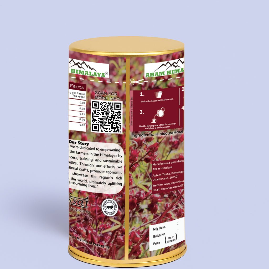 AHAM HIMALAYA Hibiscus Flower 50gm | Dried Flowers for Herbal Infusion | Hibiscus Petals for Glowing Skin, Weight Management & Hydration | Tangy Taste - Natural Organic Himalayan Products