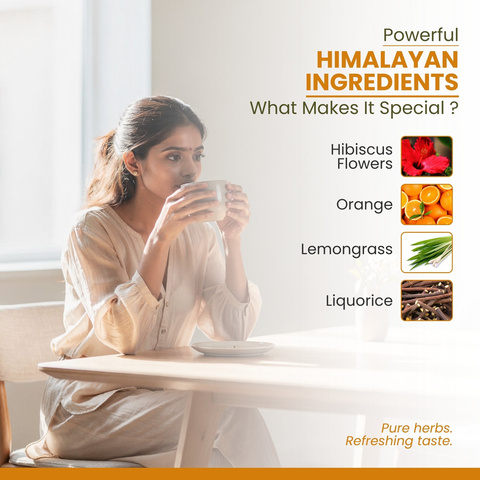 AHAM HIMALAYA Hibiscus Infusion with Orange Flavour| Orange Hibiscus Infusion| Skin Glow Enhancing | Rich in Vitamin C| Orange Peels| Tangy Flavour| Flower Based Tea| 70gm Loose Leaves - Natural Organic Himalayan Products