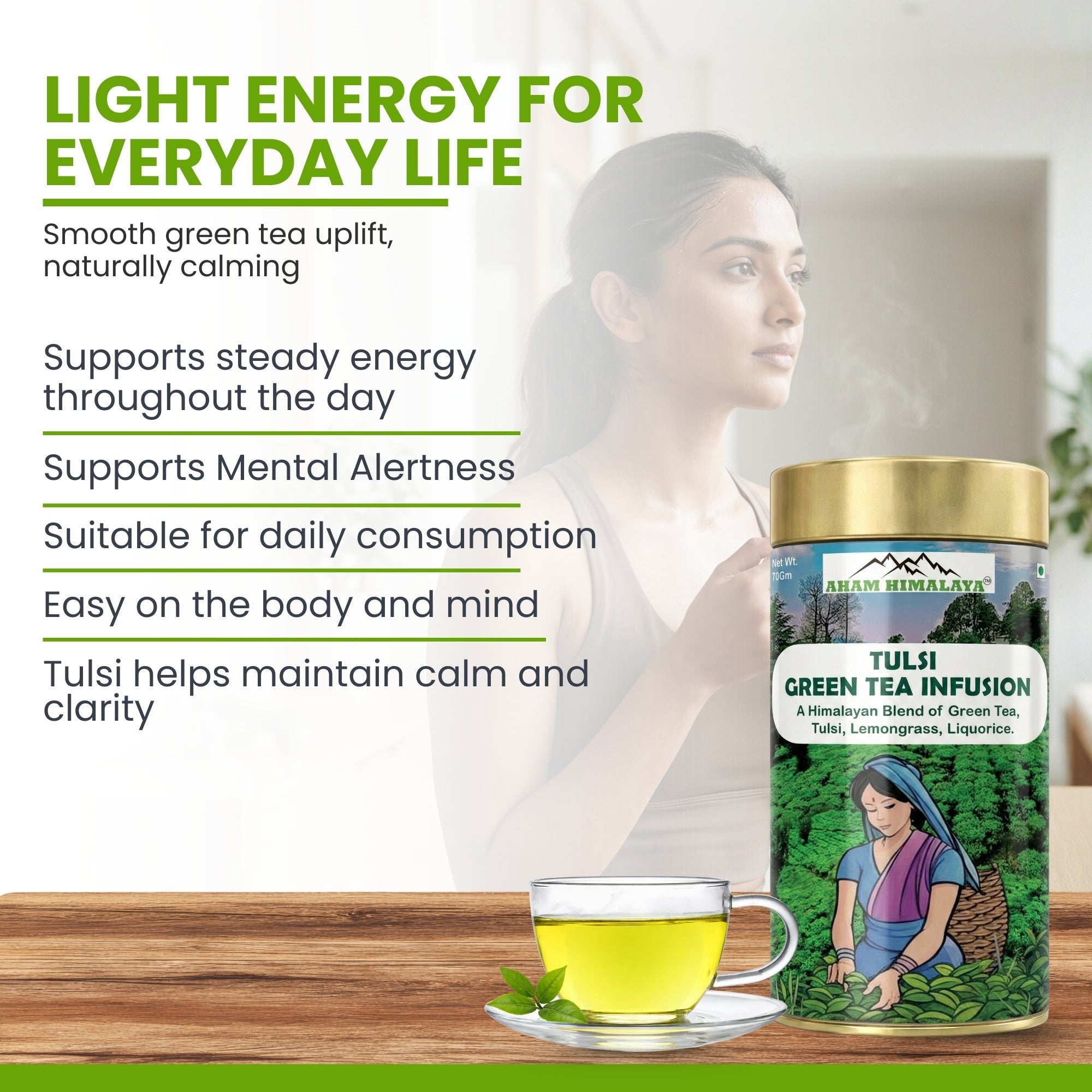 AHAM HIMALAYA Himalayan Nettle Green Tea Infusion (70gm) Supports Uniary Health and Reduces Inflammation, stree and Anxiety Boosting Metabolism - Natural Organic Himalayan Products