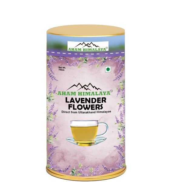 AHAM HIMALAYA Lavender Flowers, Original from Uttarakhand, Dried Fresh Fragrance, for Tea, Baking, Bath, 50g - Natural Organic Himalayan Products