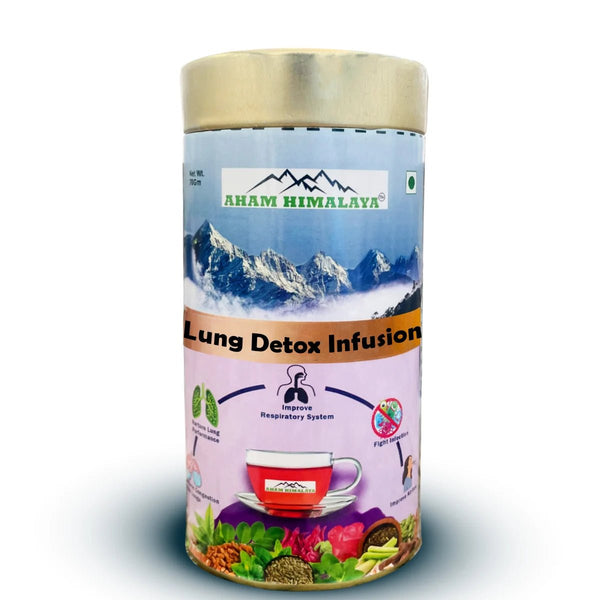 AHAM HIMALAYA - Lungs Detox Herbal Tea - 70g (50 Cups) - Anti Smoking Tea| Eases Congestion, Supports Breathing, Soothes Throat, Mulethi, No Preservatives - Balances Kapha & Vata| Loose Leaves - Natural Organic Himalayan Products