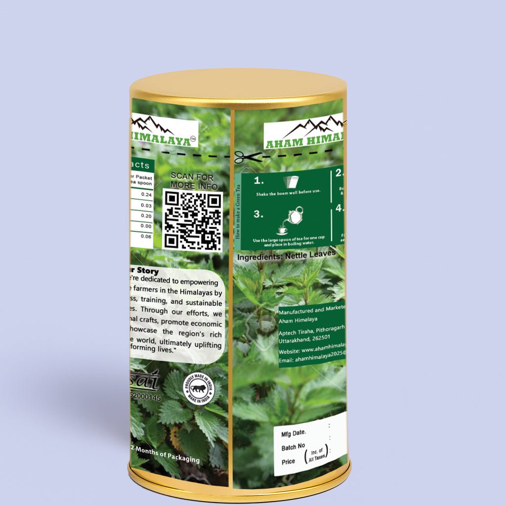 AHAM HIMALAYA Organic Green Nettle Leaf Tea (50gm) Good For Stress, Anxiety Relief Good For Refreshing mood Everyday Wellness, Caffeine Free - Natural Organic Himalayan Products