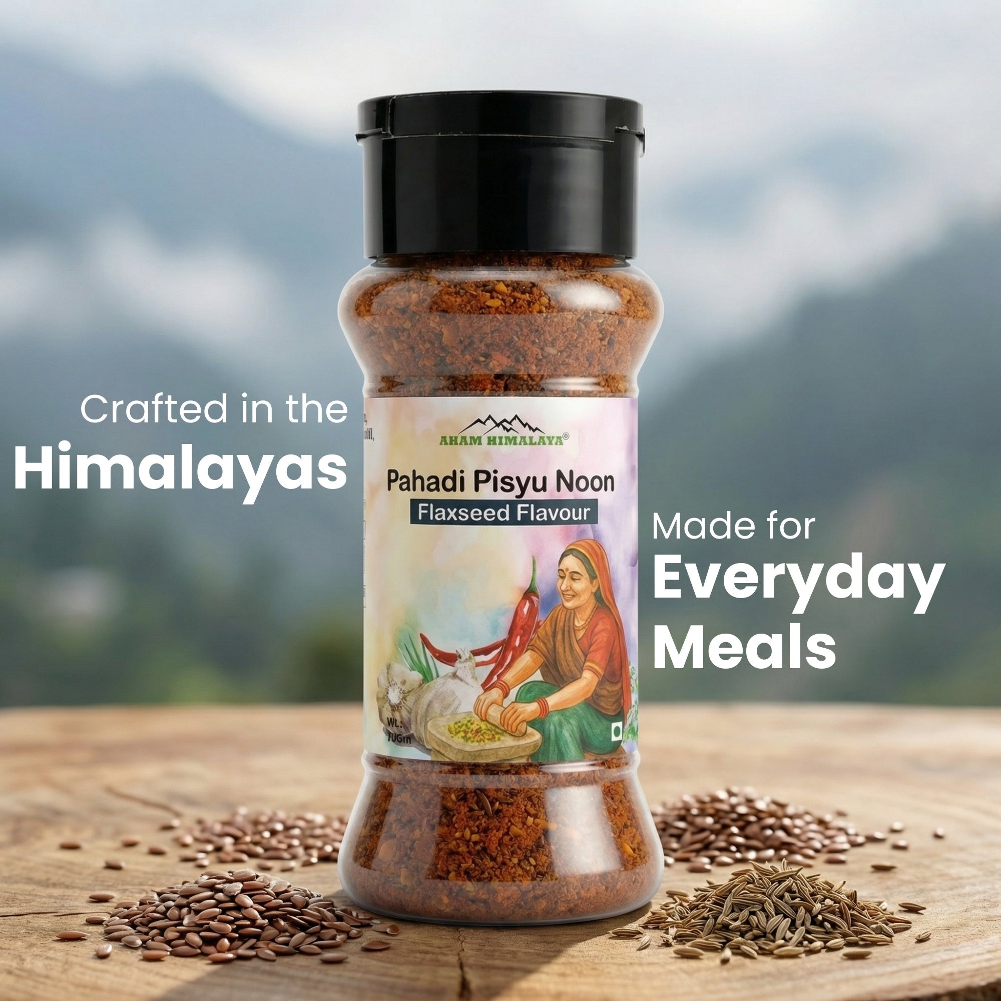 AHAM HIMALAYA Organic Roasted Flax Seeds 70g | Alsi Seed | Enriched with Turmeric & Black Salt | Rich in Omega - 3 Fatty Acids | Supports Weight Management | Natural Seeds | Superfood | Diet Snack - Natural Organic Himalayan Products