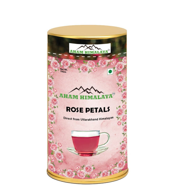 AHAM HIMALAYA Rose Flowers (70gm) SUPER ANTIOXIDANT | Natural Sun - Dried Petals | Herbal Tea - Flower Based | Vitamin - C Rich | For Beautiful Hair & Skin | Eco Friendly Packets - Natural Organic Himalayan Products