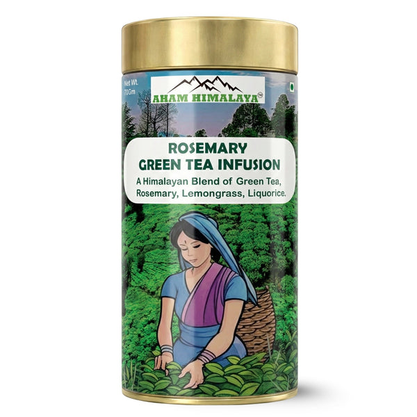 AHAM HIMALAYA Rosemary Green Tea 50 Cups | Green Tea for Glowing Skin | Rosemary for Weight Management | Pure Detox Tea & Digestive | Supports Hair Growth | Weight Loss Tea| - Natural Organic Himalayan Products