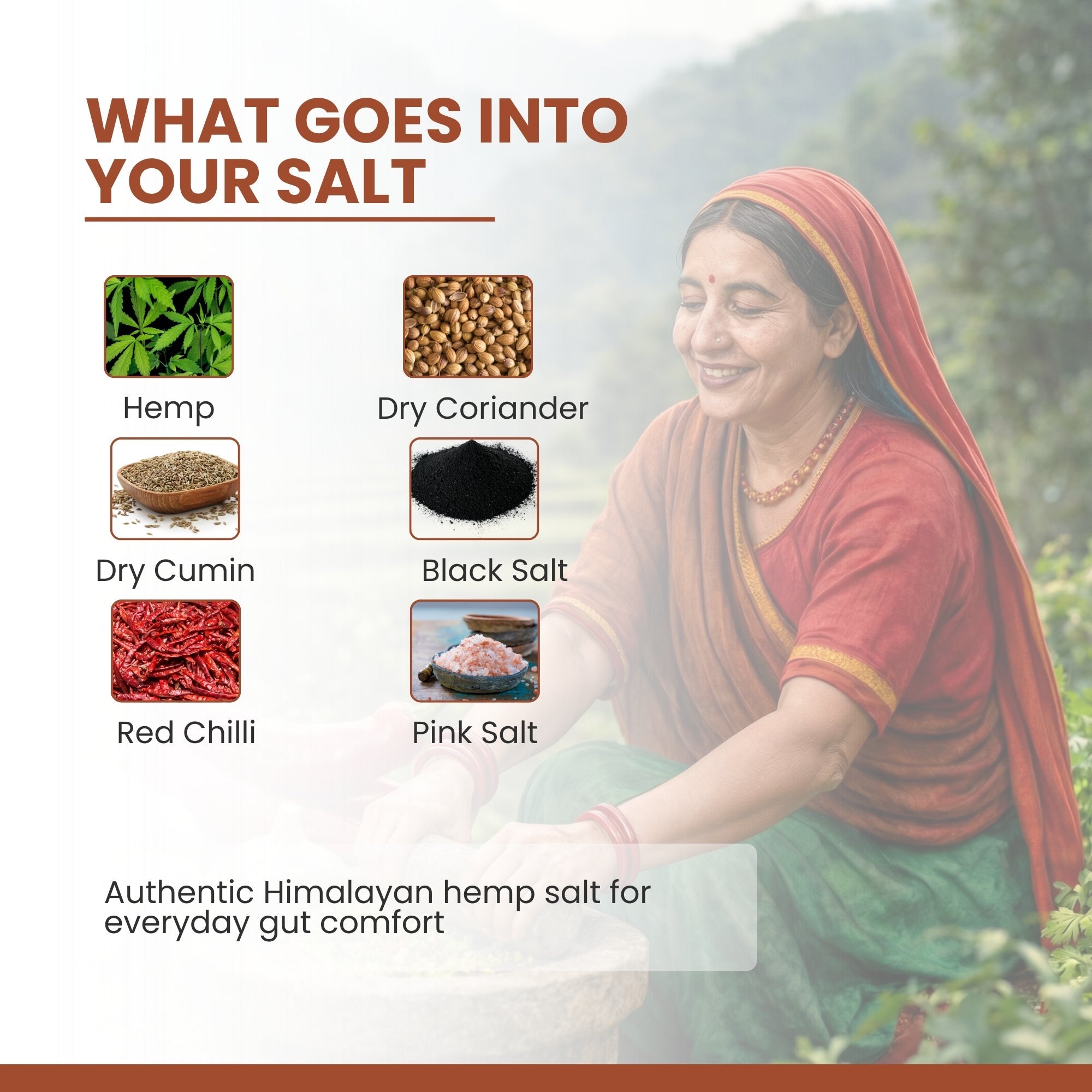 AHAM HIMALAYA's Himalayan Hemp (BhangDana) Seeds Flavoured Salt 70gms | Nutty & Mineral - Rich Blend - Natural Organic Himalayan Products