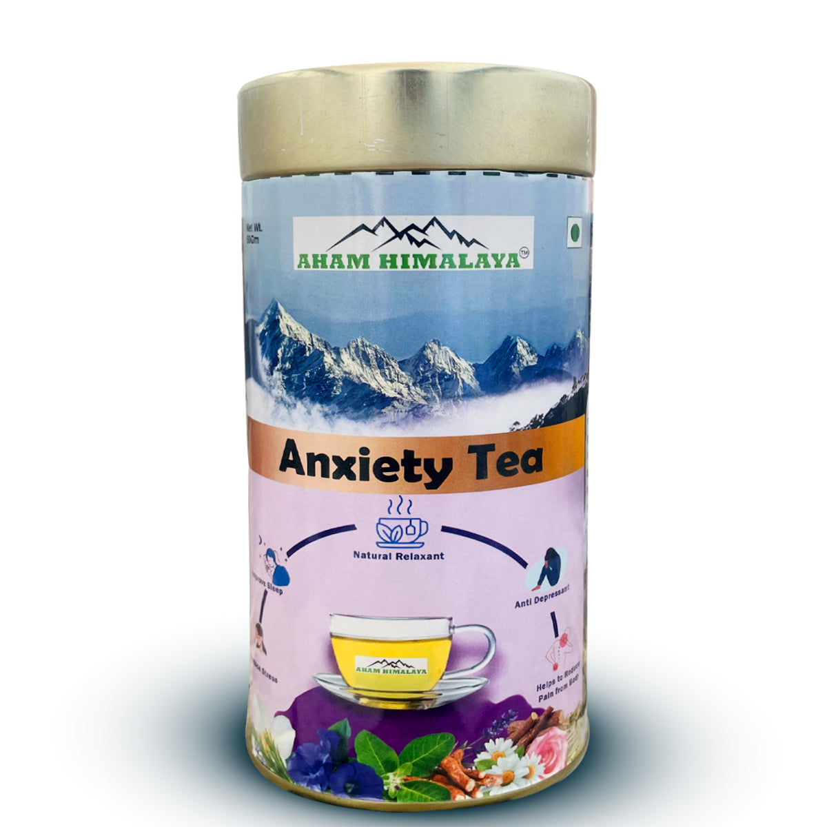 AHAM HIMALAYA Sleep and Anxiety Tea for Good Sleep| Stress relief Tea| Blend of Chamomile & Lavender for better sleep|Helps in Insomnia at night time sleep| 70Gm