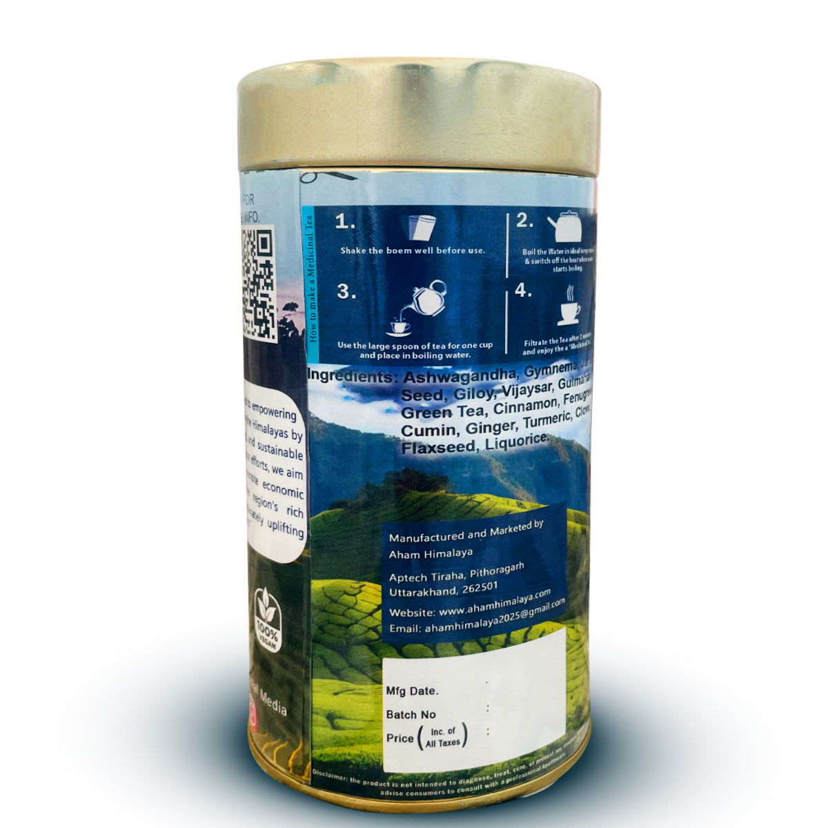 AHAM HIMALAYA Diabetic Care Tea| for Diabetic control| Anti Diabetic Tea with Gymsenna Sylvestre, Jamun Seed,Vijaysar| Diabetic care caffeine free tea|Insulin Resistant| Regulate blood sugar herbal tea| 70Gm