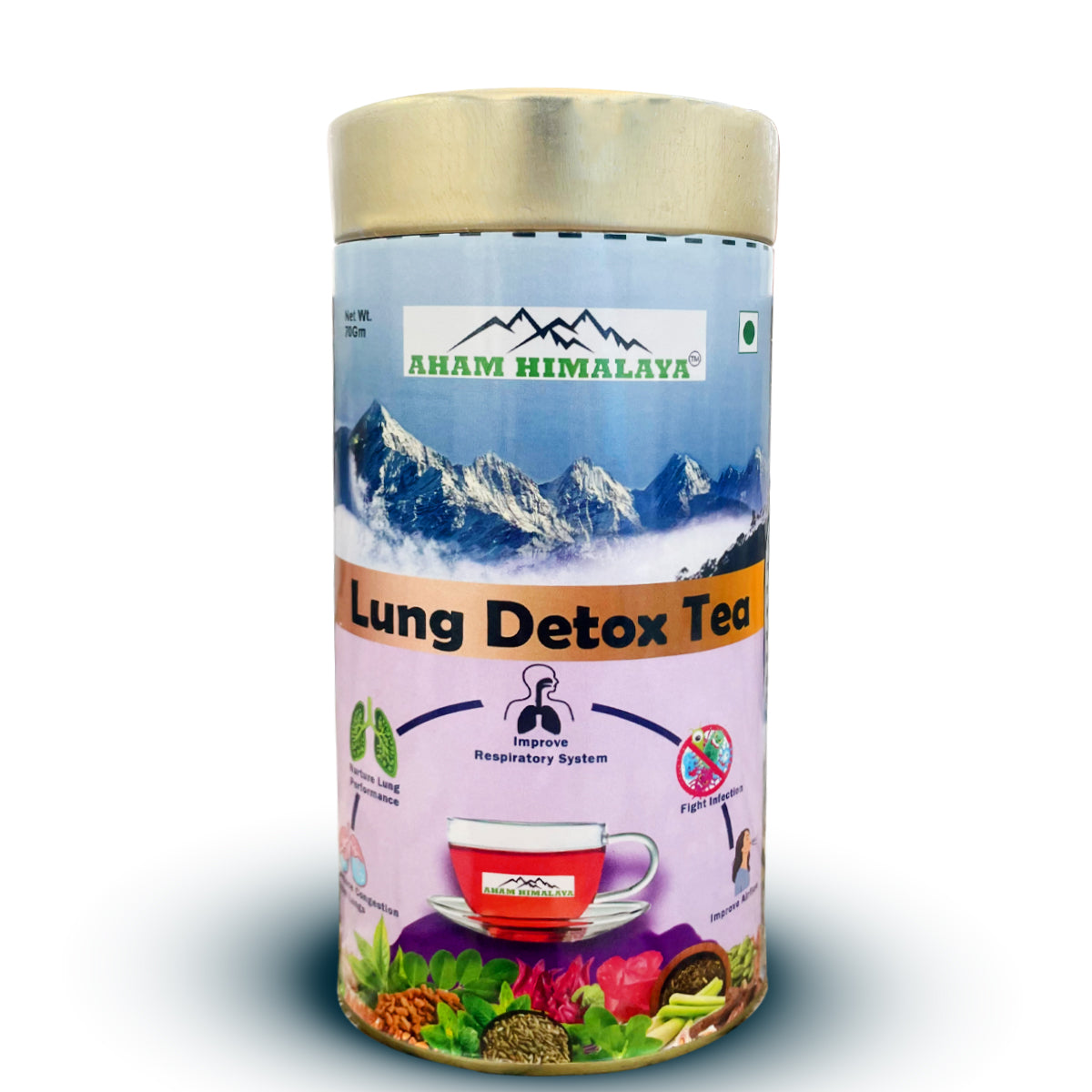 AHAM HIMALAYA Herbal Tea for Lung Detox & Immunity| Lungs Cleanses Caffeine-Free Tea from smoking and pollution| Anti smoking Tea for Lung detox 70Gm