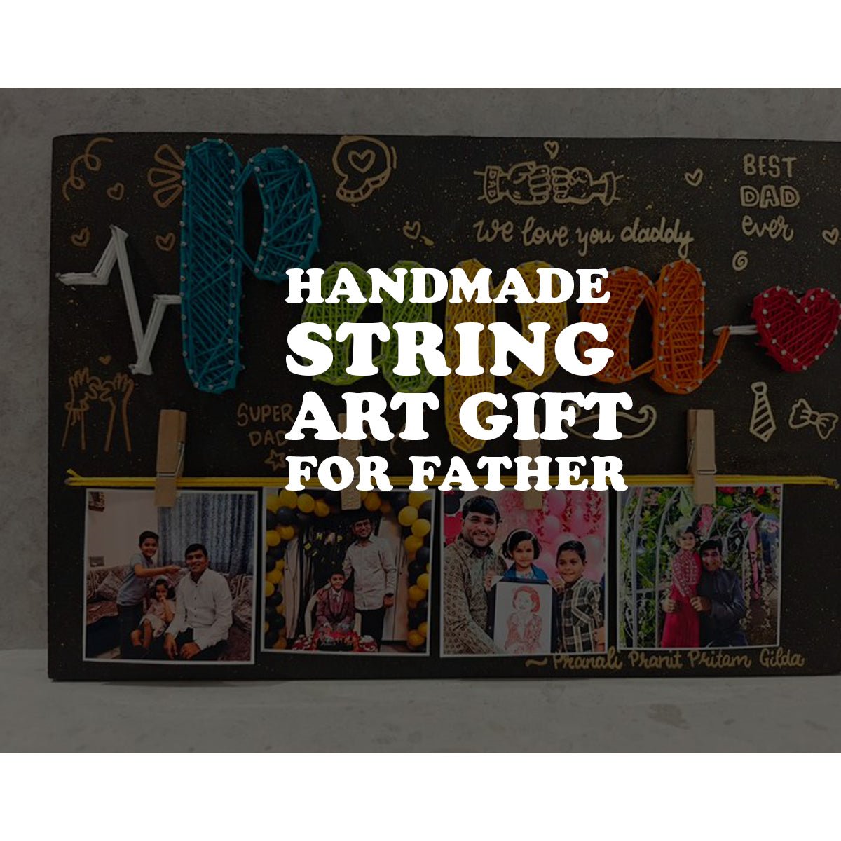 Personalized String Art Gift for Father | Custom Dad Name Wall Decor | Handmade Wooden String Art | Birthday, Father’s Day & Anniversary Gift for Father - Natural Organic Himalayan Products