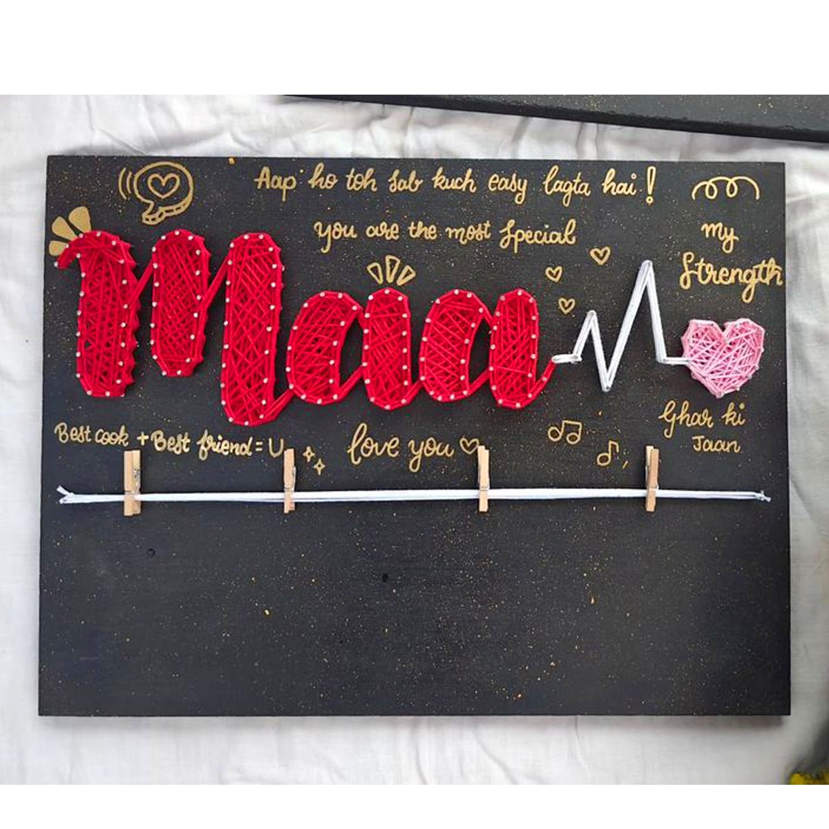 Personalized String Art Gift for Mother | Custom Mom Name Wooden Wall Decor | Handmade Birthday & Mother’s Day Gift | Unique Handmade Art for Maa - Natural Organic Himalayan Products