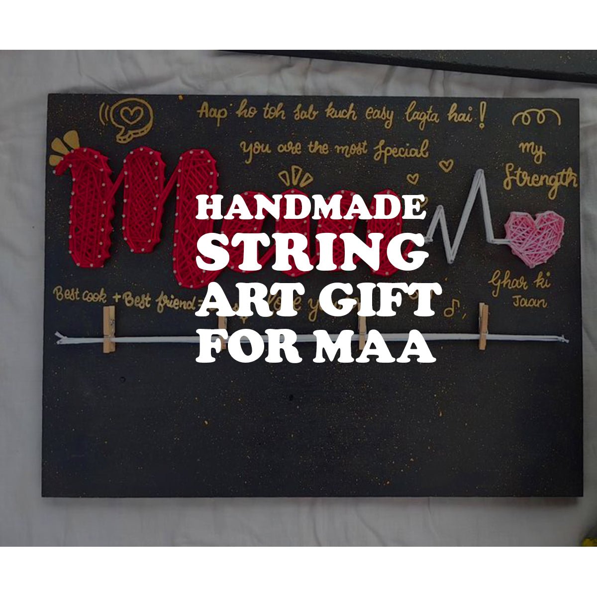 Personalized String Art Gift for Mother | Custom Mom Name Wooden Wall Decor | Handmade Birthday & Mother’s Day Gift | Unique Handmade Art for Maa - Natural Organic Himalayan Products